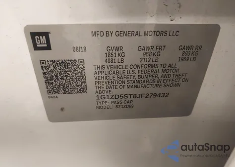 2018 Chevrolet Malibu Lt из США, поврежденный, VIN 1G1ZD5ST8JF279432